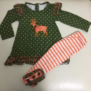 Christmas Deer Cute Ruffle Pants Set